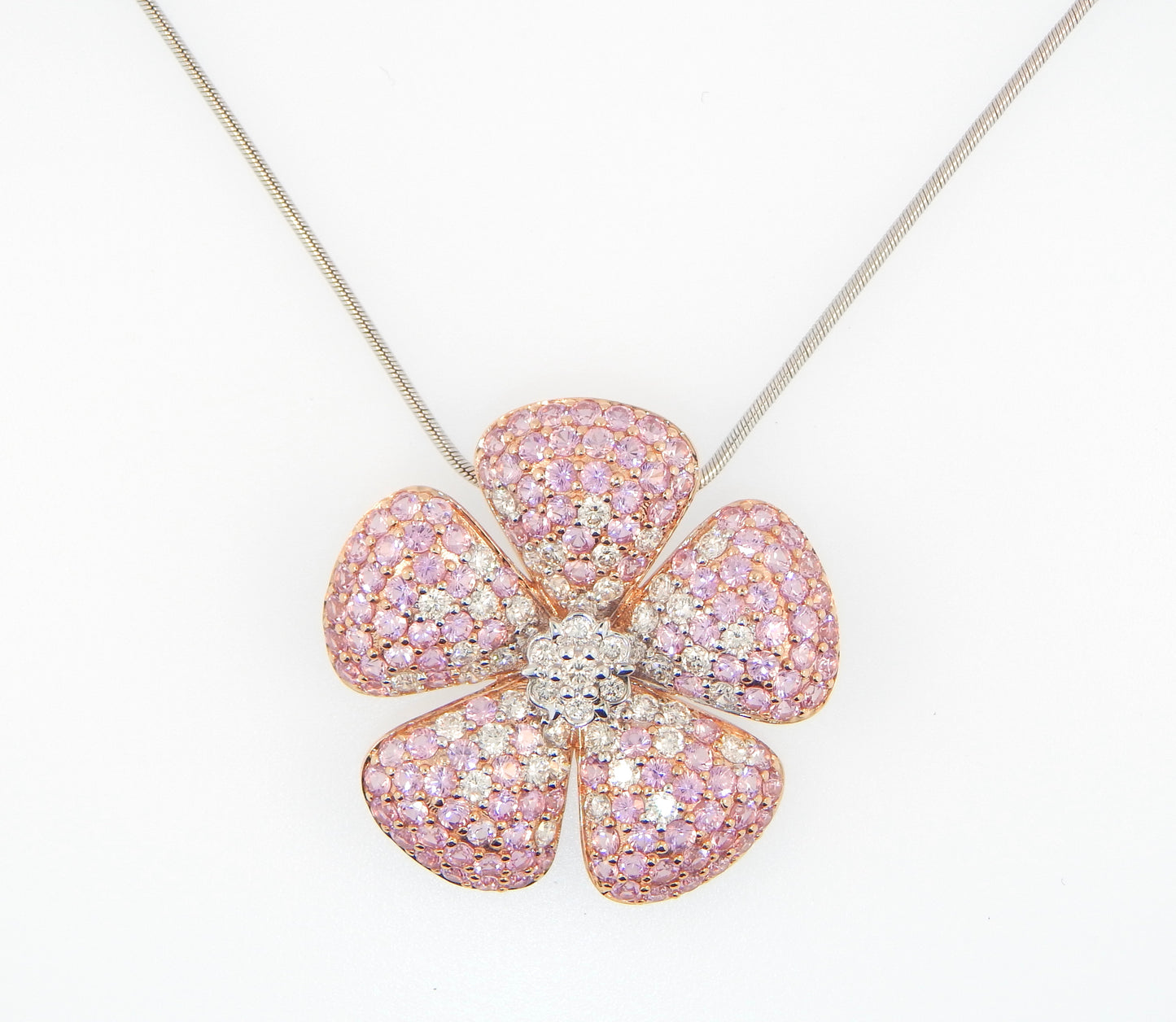 Pink Sapphire Diamond Pendant