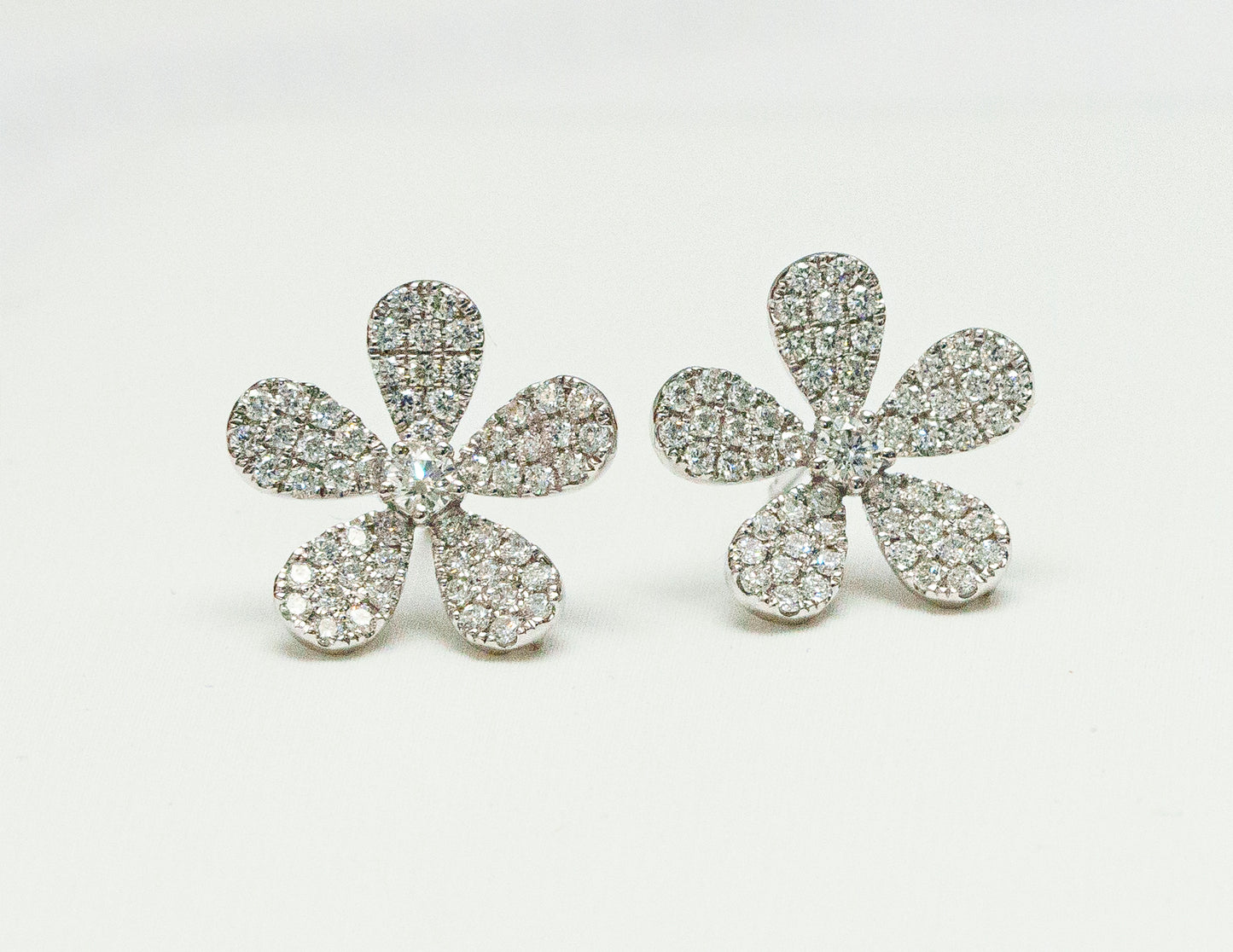 Diamond Flower Stud Earrings