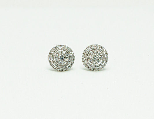 Large Double Halo Cluster Stud Earrings