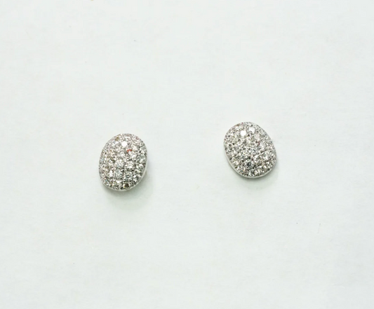 Oval Diamond Button Earrings