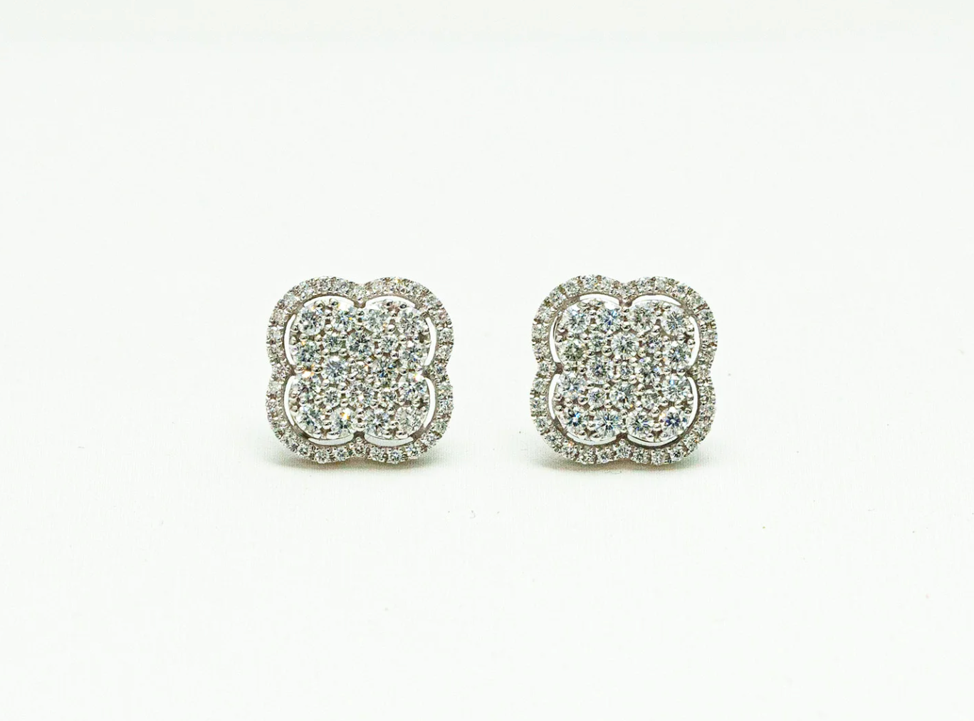 Diamond Clover Stud Earrings