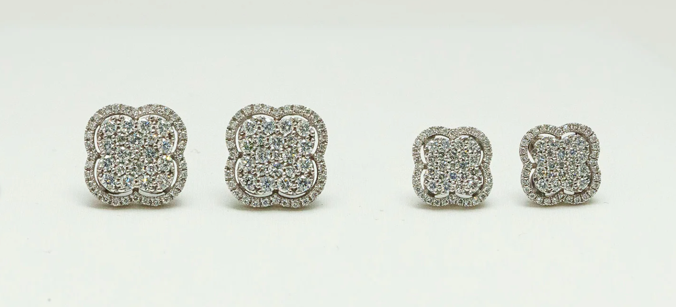 Diamond Clover Stud Earrings