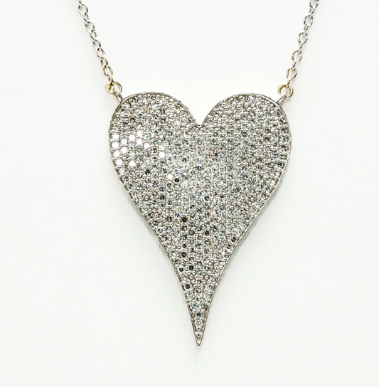 Jumbo Diamond Pave White Gold Heart Pendant