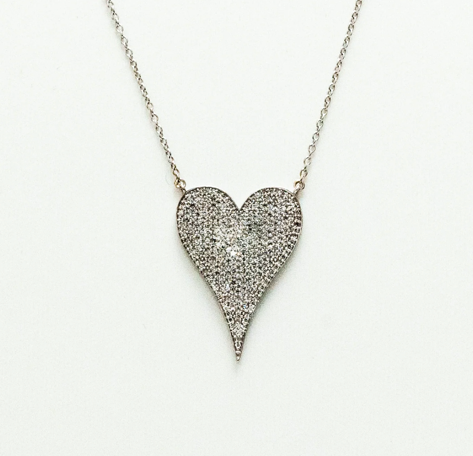 Jumbo Diamond Pave White Gold Heart Pendant