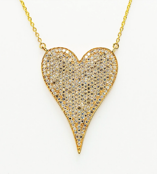 Jumbo Diamond Pave Gold Heart Pendant