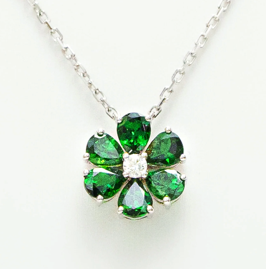 Naomi Green Garnet Diamond Flower