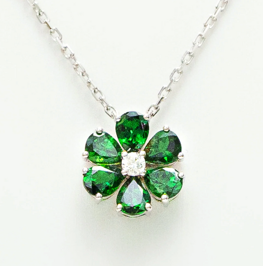 Naomi Green Garnet Diamond Flower