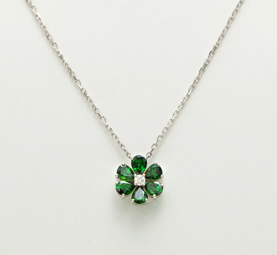 Naomi Green Garnet Diamond Flower