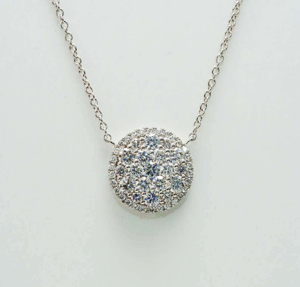 Flat Button Diamond Pendant
