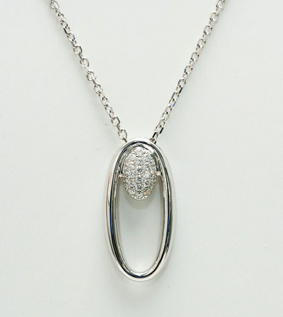Oval Diamond White Gold Pendant