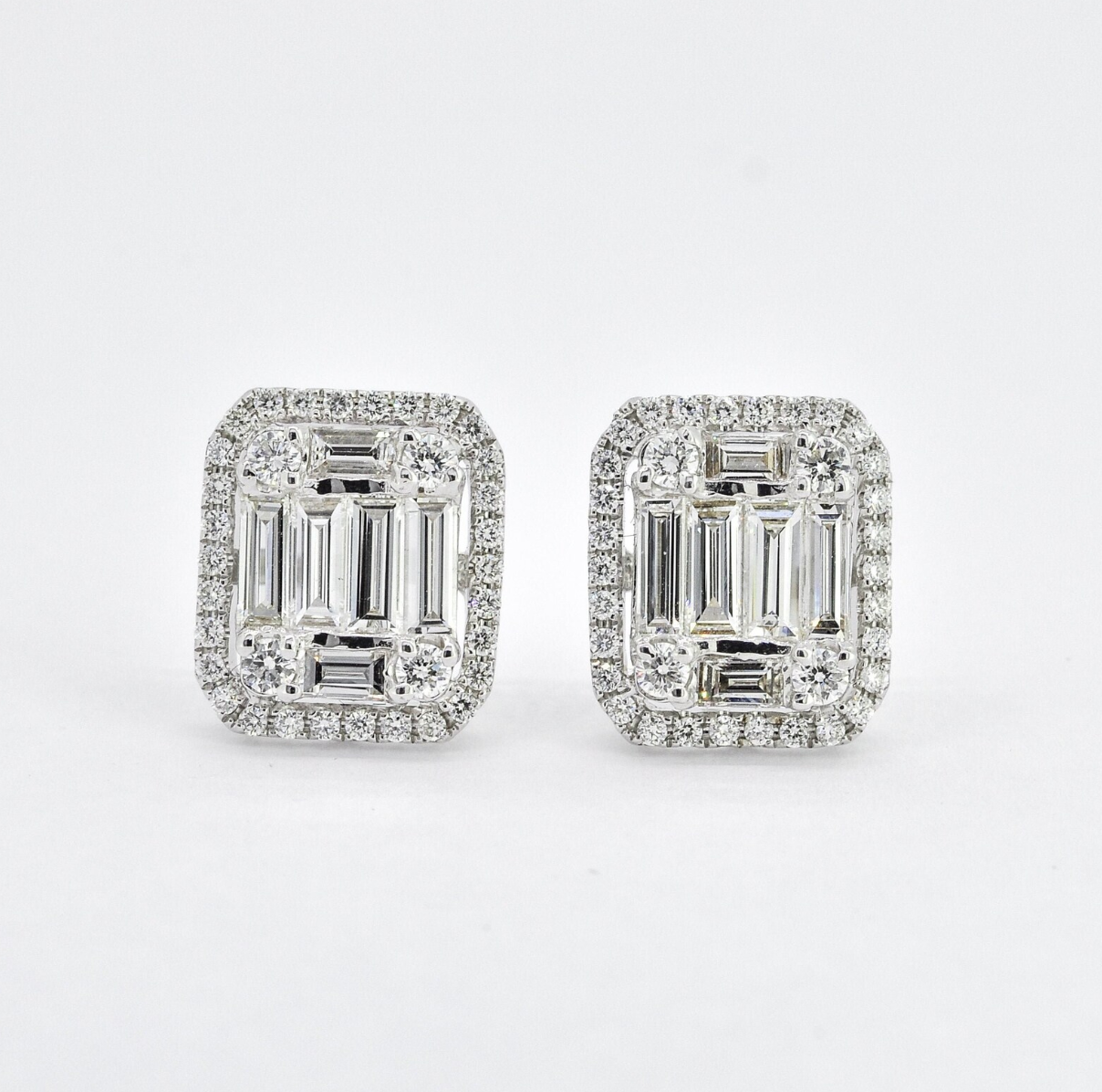 Square Diamond Stud Earrings