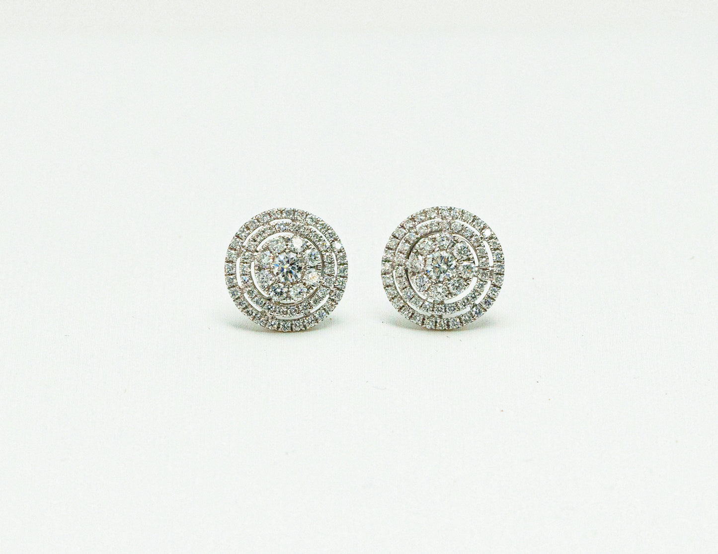 Large Double Halo Cluster Stud Earrings