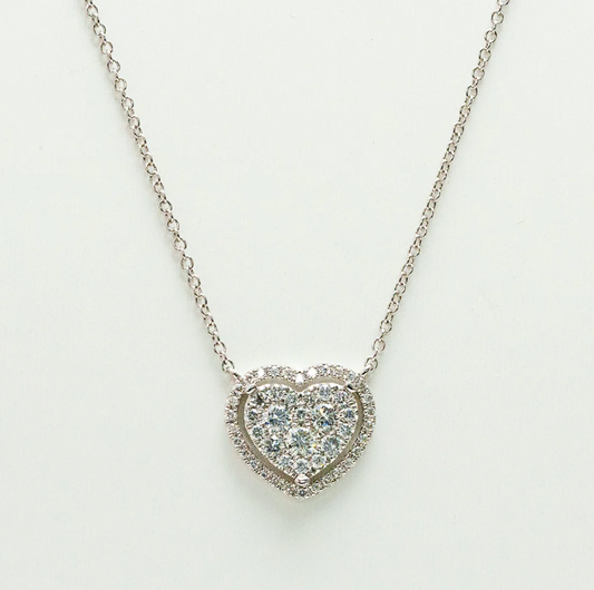 Diamond Halo Heart Cluster Pendant