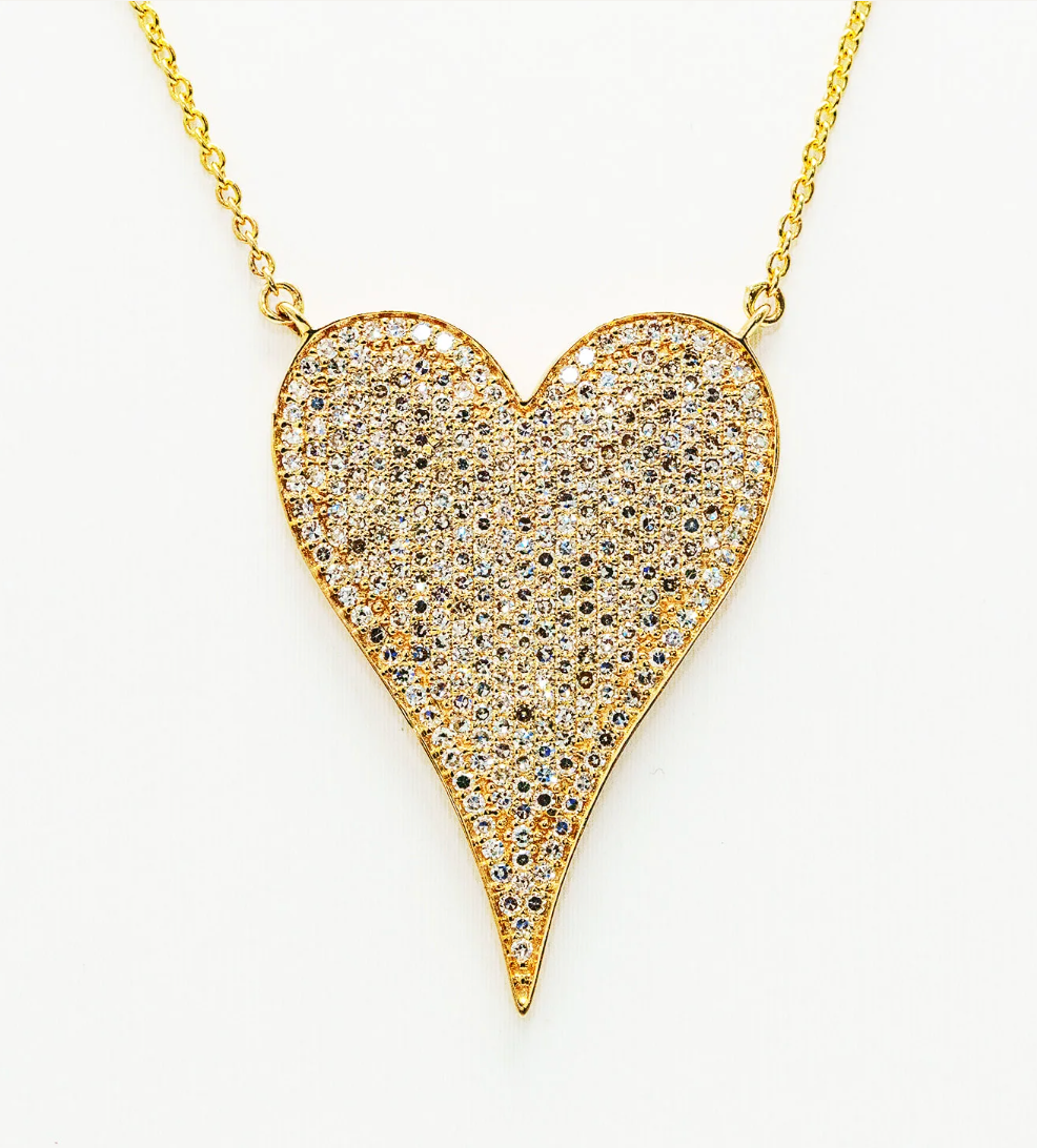 Jumbo Diamond Pave Gold Heart Pendant