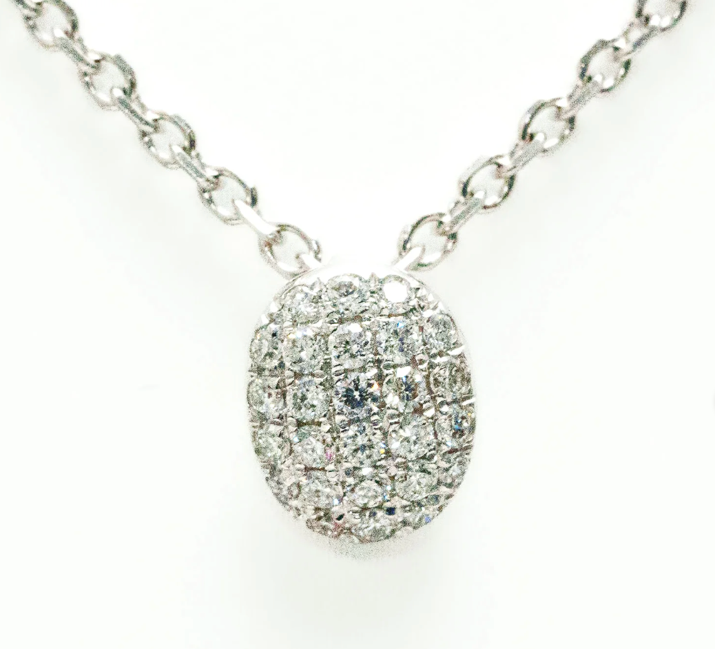 Oval Button Diamond Pendant