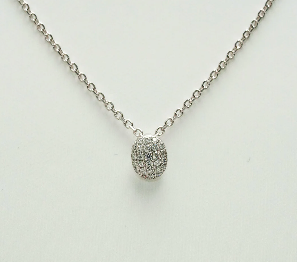 Oval Button Diamond Pendant