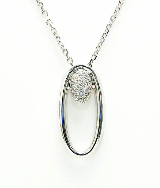 Oval Diamond White Gold Pendant