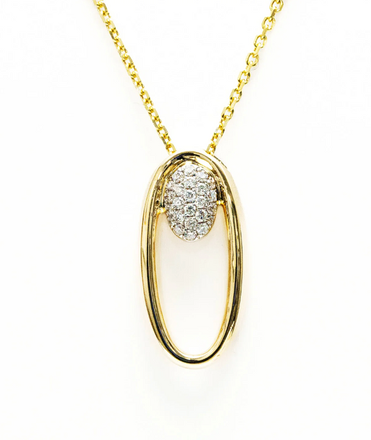 Oval Diamond Gold Pendant