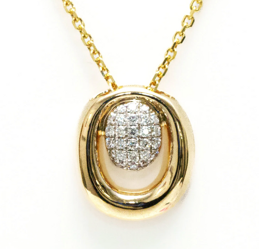 Short Oval Gold Diamond Pendant