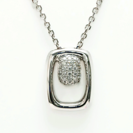 Rectangular Diamond White Gold Pendant