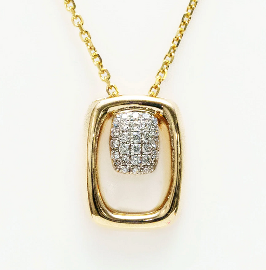 Rectangular Diamond Gold Pendant