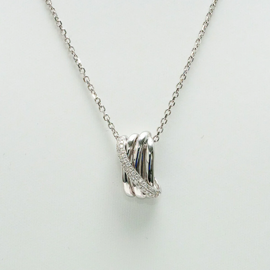 Spiral White Gold Diamond Pendant