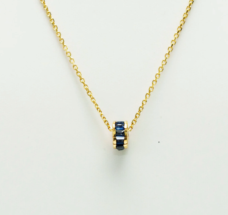 Rondelle Blue Sapphire Pendant